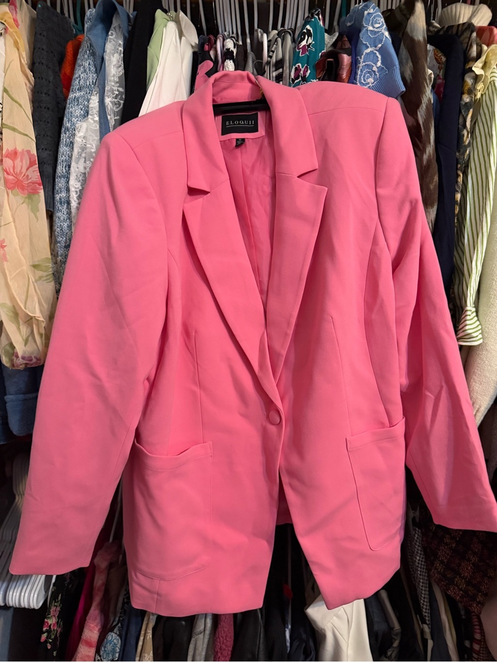 Eloquii Hot Pink Single-Button Blazer